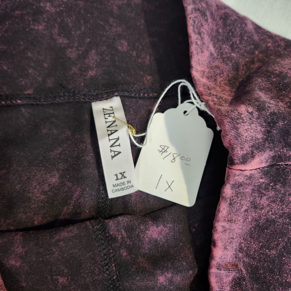 Zenana Material washed wide waistband moto leggings Plum - Picture 9 of 12